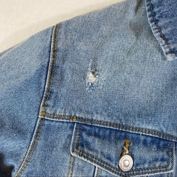 Zara Kids Girls Denim Jacket Sz 13-14 Raw Hem - Picture 4 of 11